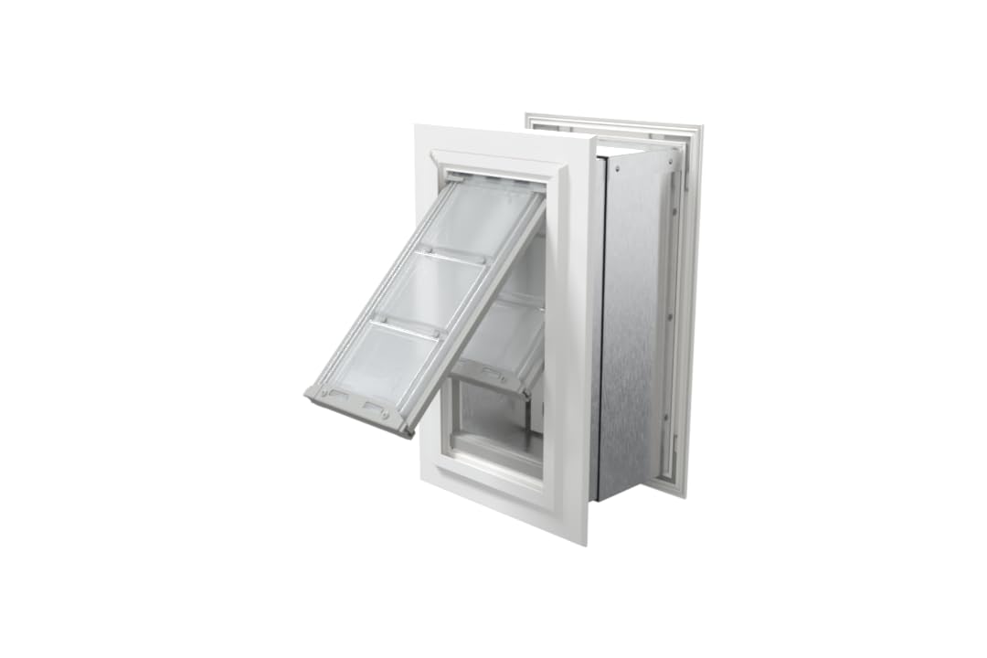 Endura Flap Pet Door for Walls in White | Energy-Efficient Double Flap Design for Wall Installations | All-Weather Protection with All-Metal Telescoping Tunnel | White, Small, Double Flap