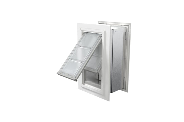 Endura Flap Pet Door for Walls in White | Energy-Efficient Double Flap Design for Wall Installations | All-Weather Protection with All-Metal Telescoping Tunnel | White, Small, Double Flap