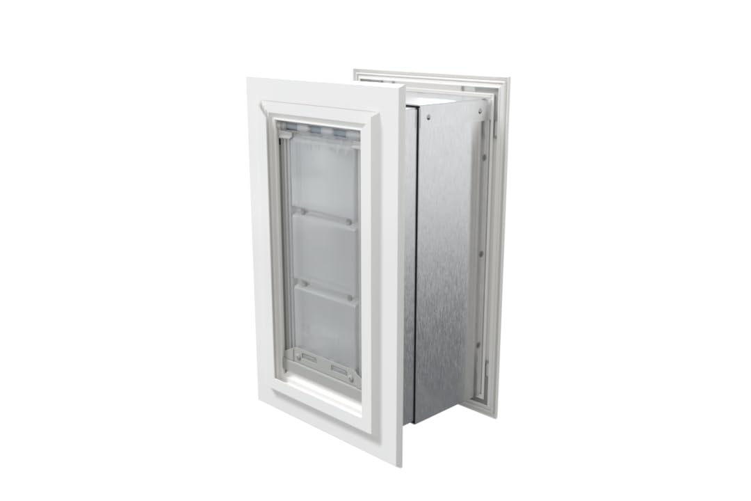 Endura Flap Pet Door for Walls in White | Energy-Efficient Double Flap Design for Wall Installations | All-Weather Protection with All-Metal Telescoping Tunnel | White, Small, Double Flap