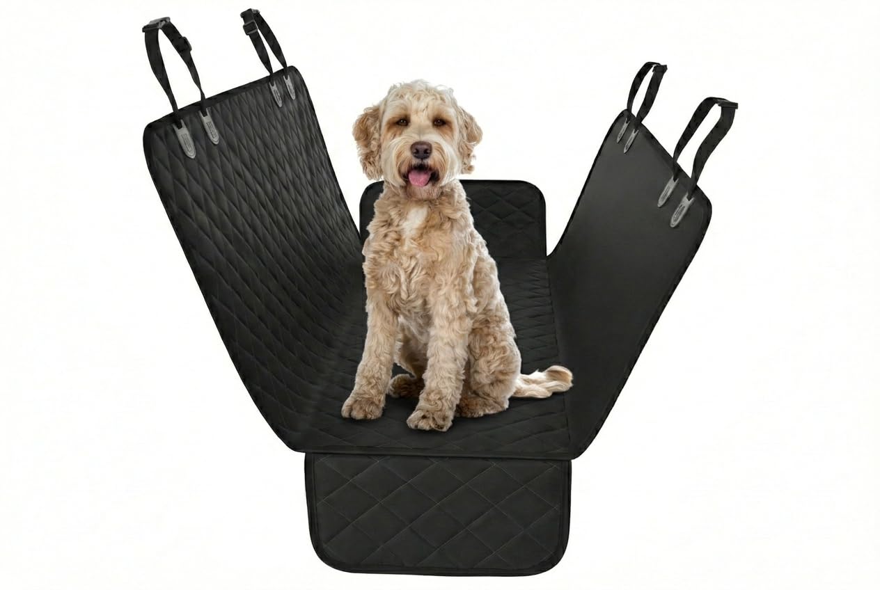 Active Pets Black Standard Dog Car Hammock Back Seat Cover, Waterproof Backseat Cover Protector for Truck Bench Rear of Sedans or SUVs, Essential Pet Supplies Vacuum or Wipe Clean, Machine Washable