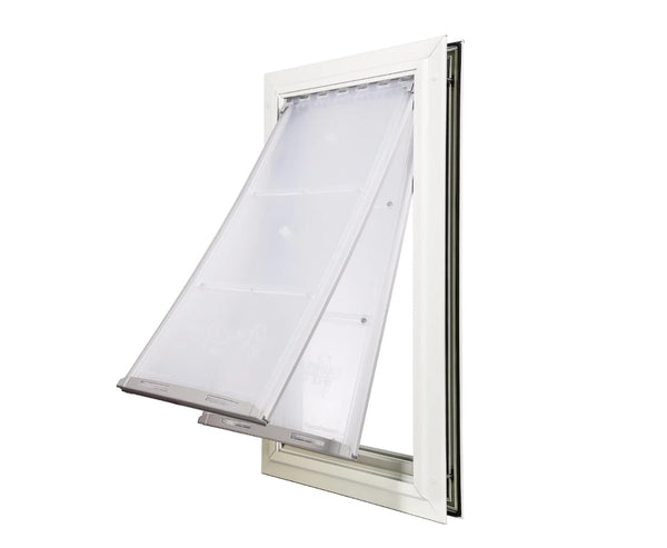 Endura Flap Double Flap Pet Door for Door Installations | Stylish for Interior & Exterior Doors | Durable Aluminum Frame & Weatherproof Dual-Layer Flap | White, Large, Double Flap