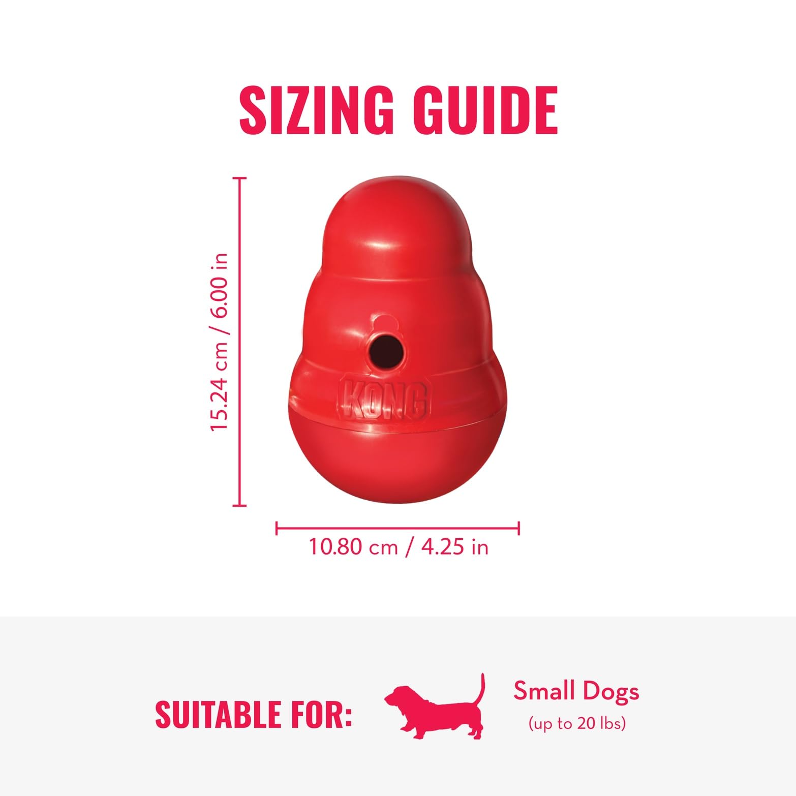 KONG Wobbler - Interactive Dog Toy for Treat Dispensing - Dog Slow Feeder for Healthy Eating - for Medium/Small Dogs