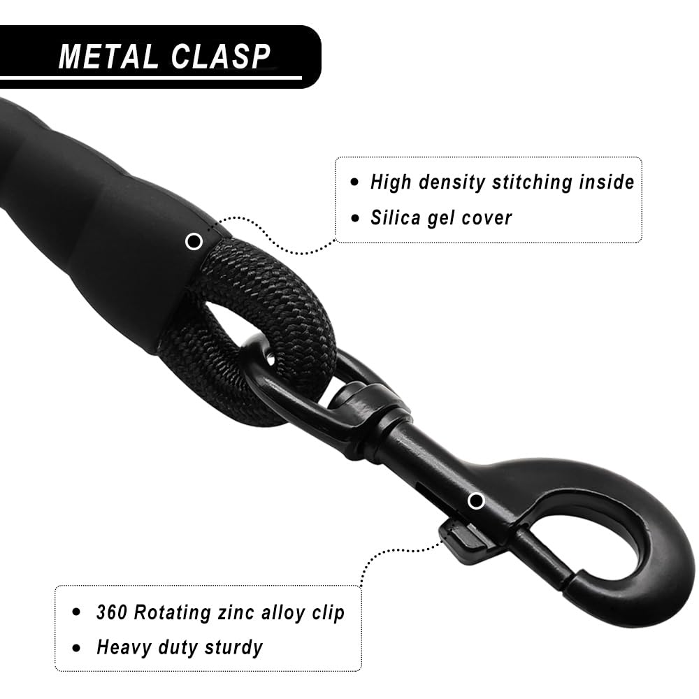 YUCFOREN 3FT 10FT Climbing Rope Leash for Dogs with Comfortable Padded Handle Classic Dog Leash for Medium Large Dogs Black