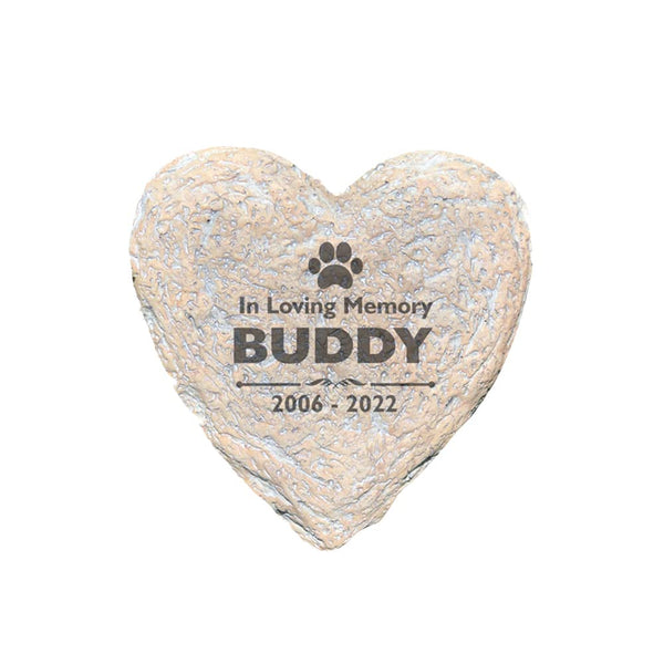 GiftsForYouNow Engraved Personalized Pet Memorial Garden Stone, 8.5" W, Heart-Shaped, Durable, Waterproof, Indoor/Outdoor