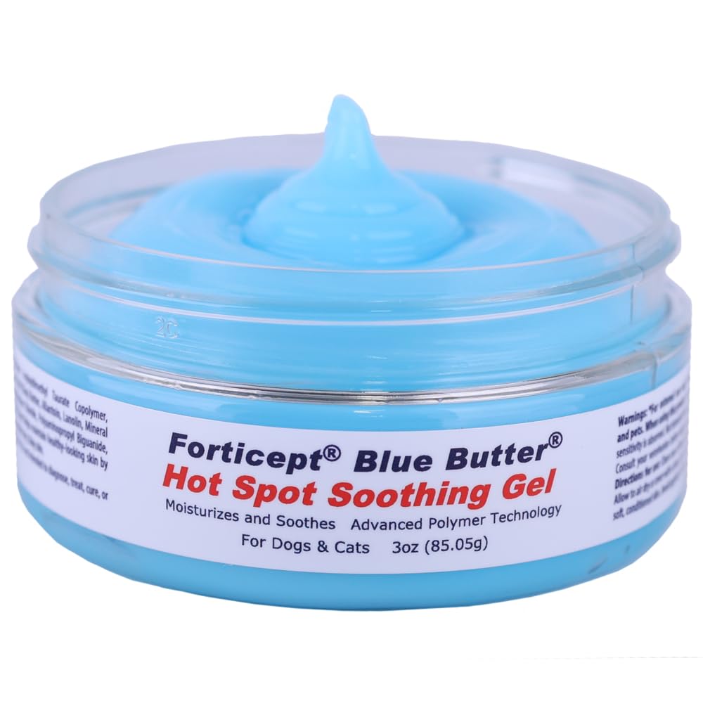 Forticept Dog Wound Care Blue Butter Gel, Hot Spot Treatment for Dogs, Itch Relief, Moisturizing, Prevents Infection, Scratches & Skin Ulcers, Cracked Paw Pads Gel, 3 Ounces (3 OZ)