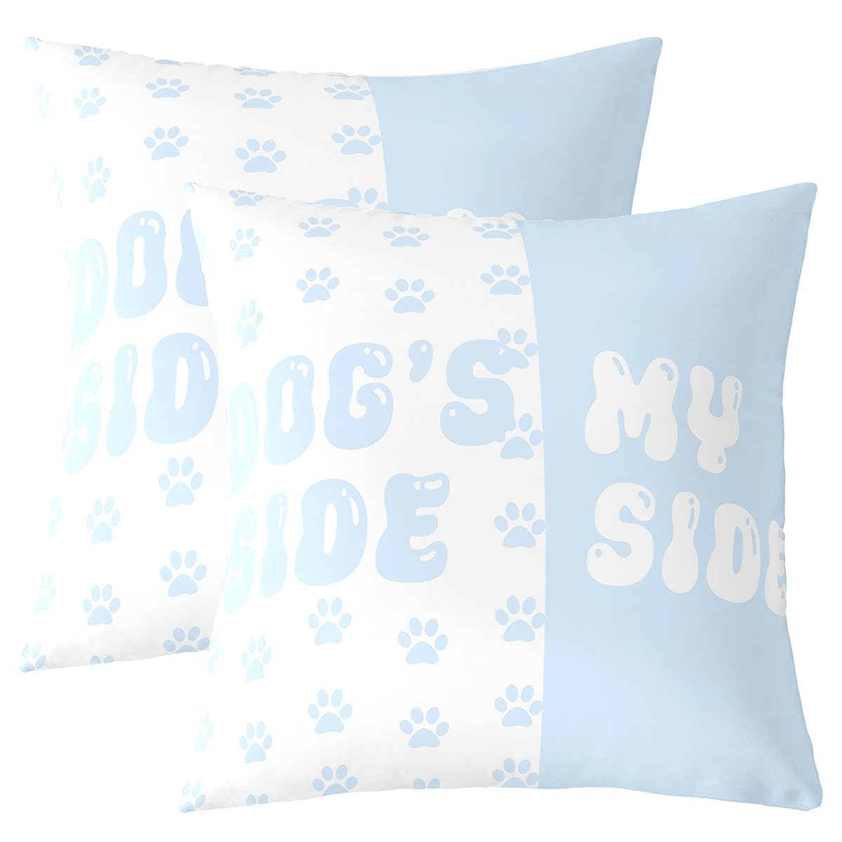 Kawaii Dog Paws Print Throw Pillow Covers Set of 2 Dog Side My Side Cushion Covers for Couch Sofa Cute Puppy Animal Pet Decorative Pillowcases Soft Outdoor Pillows Covers,18"x18"