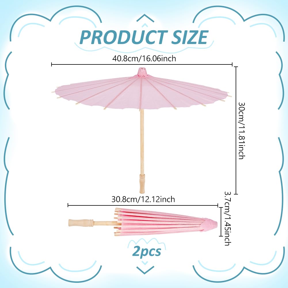 PH PandaHall 2PCS 16 inch Pink Paper Umbrellas DIY Oiled Umbrella Crafts Chinese Parasol Hand Painting Decor Props for Wedding Bridal Photography Craft Party Christmas Easter Decoration