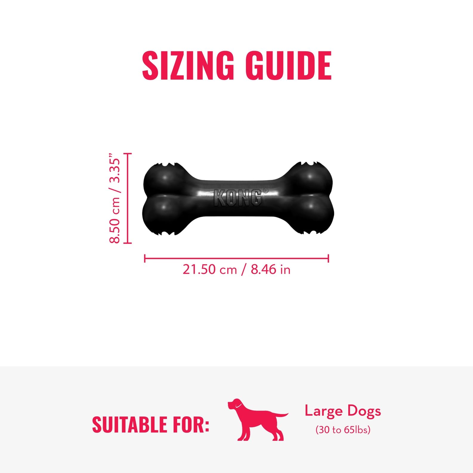 KONG - Extreme Goodie Bone - KONG's Most Durable Natural Rubber Dog Bone for Power Chewers - Black - For Large Dogs