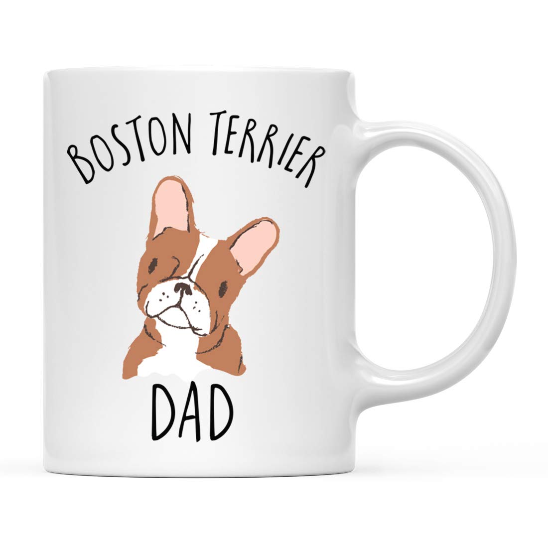 Andaz Press Funny Dog 11oz. Coffee Mug Gift, Red Boston Terrier Dog Dad, 1-Pack, Novelty Birthday Christmas Cup Gifts Ideas for Dog Lovers