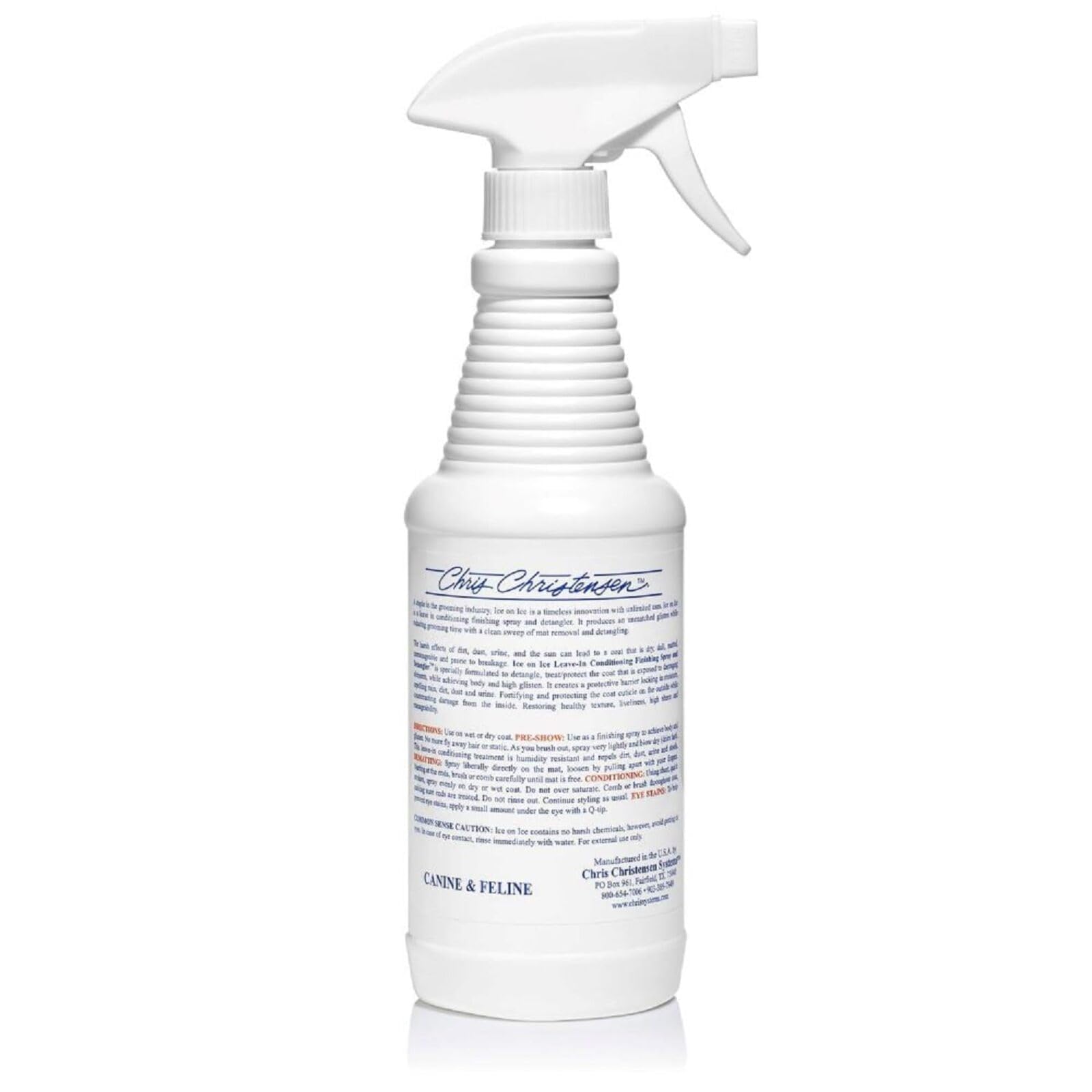 Chris Christensen Ice on Ice Detangler and Finishing Dog Spray, Groom Like a Professional, Ready to Use, Helps Brush/Comb Glide Through Coat, Conditions, No Residue, All Coat Types, Made in USA, 16 oz
