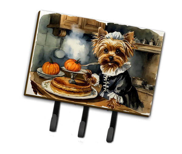 Caroline's Treasures Yorkie Fall Kitchen Pumpkins Leash or Key Holder Wall Hooks, Key Hooks Holder, Coat Rack Wall Mount, Coat Hooks, Hooks for Hanging Keys, Towels, Aprons, Leashes