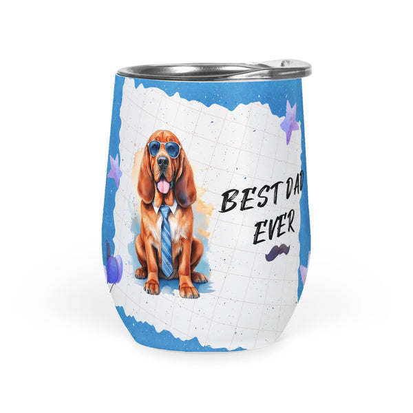 Ninety3POD Happy Father's Day Best Bloodhound Cool Dad Ever 12oz Stainless Steel Tumbler Insulated Cup with Lid Dog Lover 12007