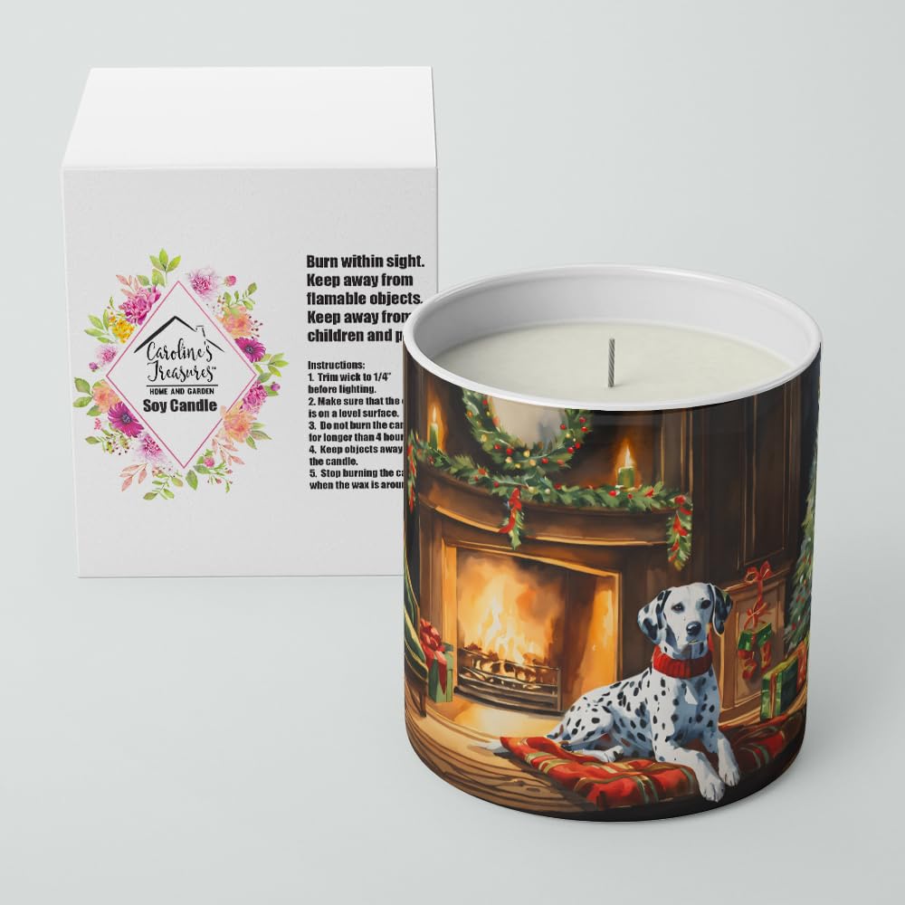 Caroline's Treasures DAC2645CDL Dalmatian Cozy Christmas Decorative Soy Candle Nature Soy Wax Essential Oil Home Decor Ideal for Bedroom Kitchen Bath Office Gift, 10 oz