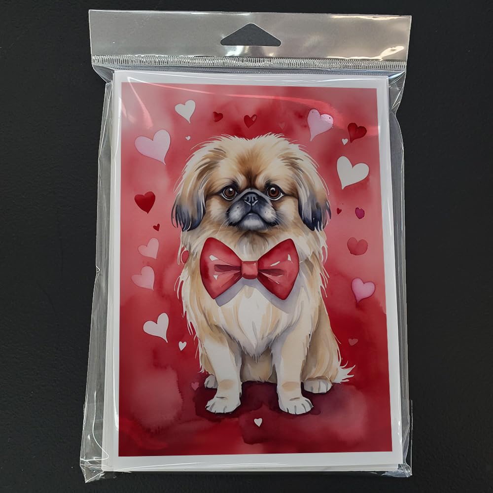 Caroline's Treasures DAC5404GCA7P Pekingese My Valentine Greeting Cards Pack of 8 Blank Cards with Envelopes Whimsical A7 Size 5x7 Blank Note Cards