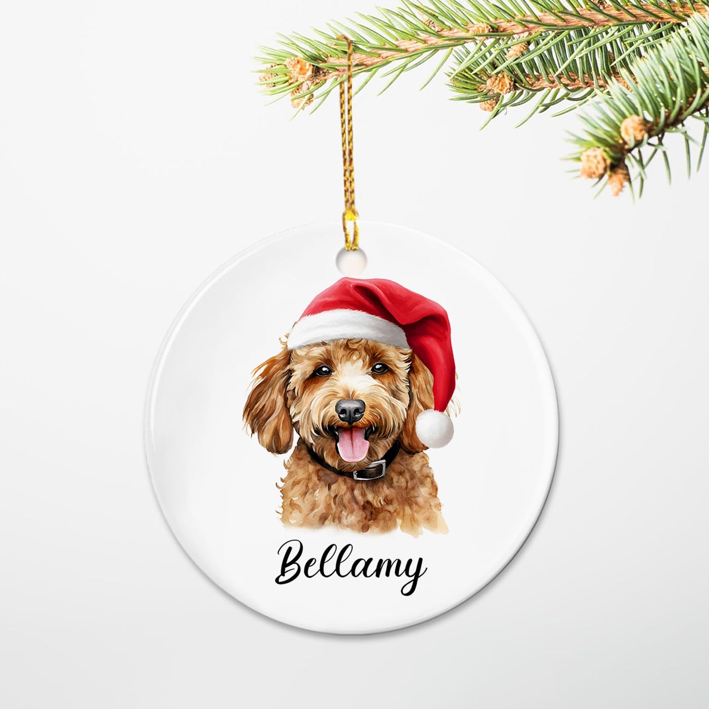 Funny Brown Poodle Dog Ceramic Ornament Gift for Xmas 2026 Dog Dad Mom, Personalized Name Brown Poodle Lover Christmas Ornament Gifts, Custom Poodle Ceramic Ornament, Poodle Puppy Ornament Christmas