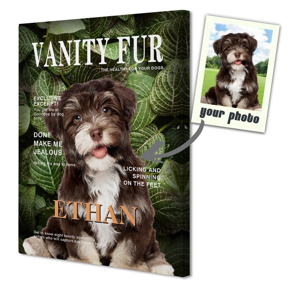 Vomokim Personalized Dog Photo to Canvas Prints Custom Dog Magazine Cover Wall Art Framed Don't Make Me Jealous Home Decor Canvas Print Poster Living Room Bathroom Decor