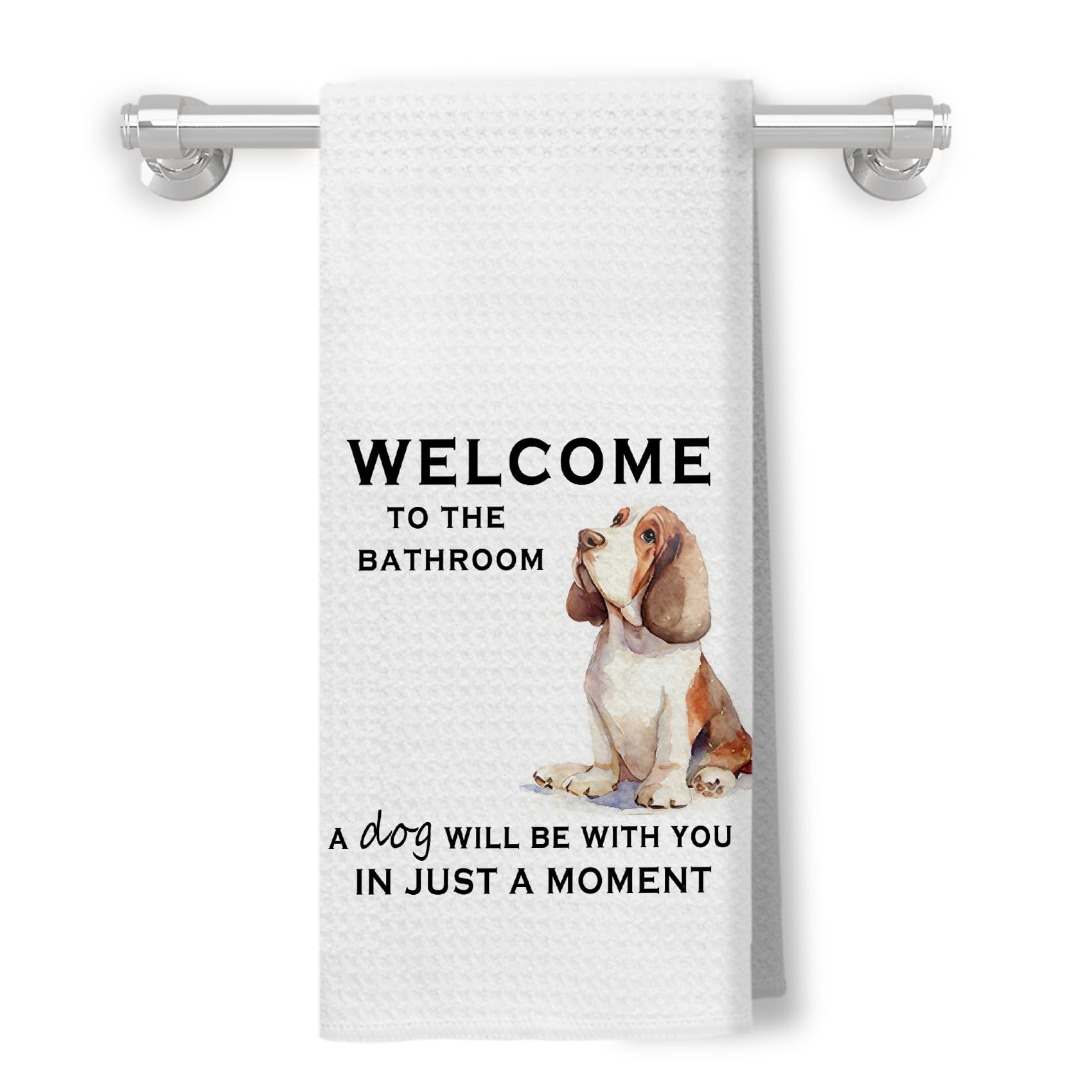 Qykwz Funny Basset Hound Dog Bathroom Decor Hand Towels, Basset Hound Gifts for Women Men, Dog Lover Owner Gifts Hand Towels for Guest Bathroom Washroom Toilet, 16x24 Inch