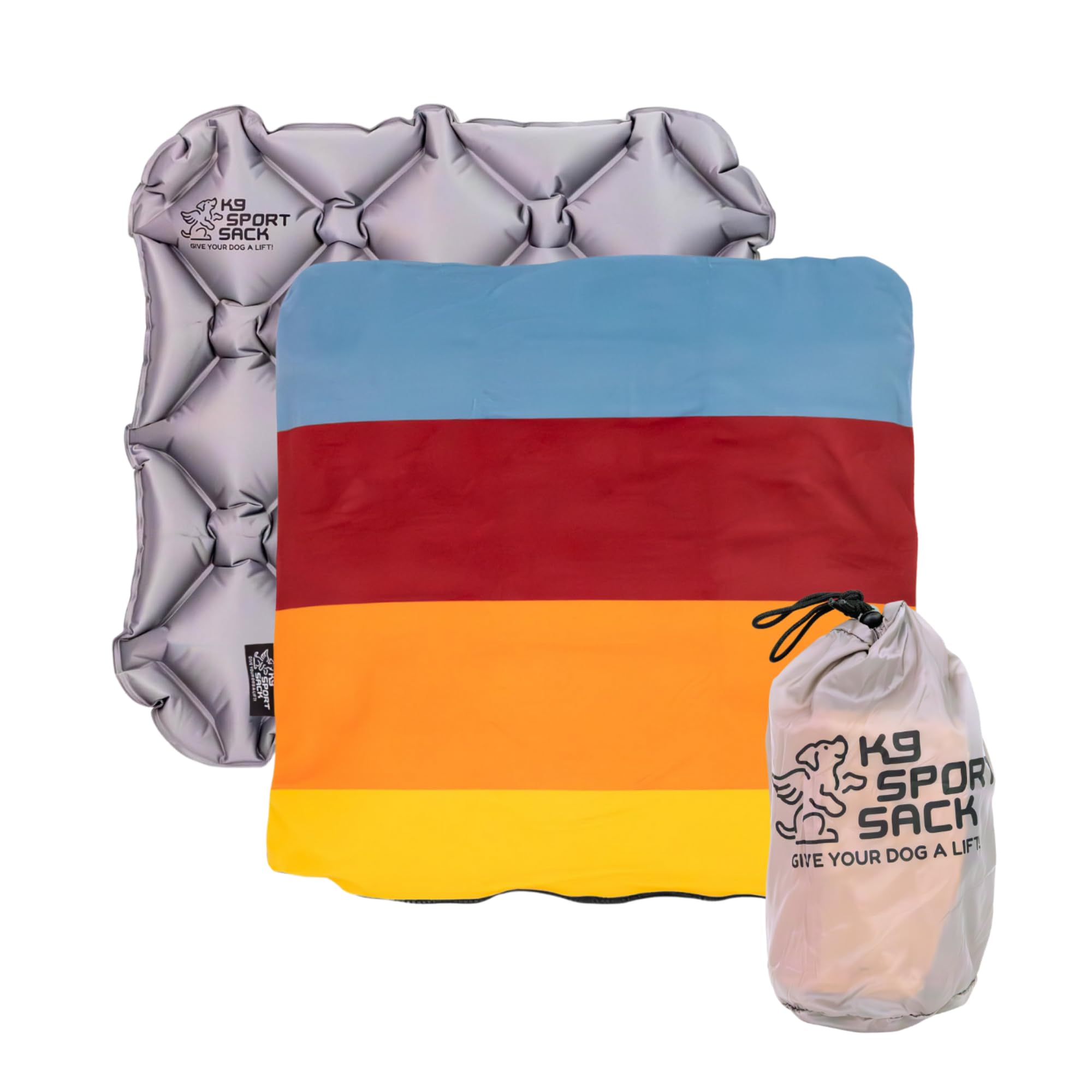 K9 Sport Sack Sleeper with Multicolor Slip Cover - Small/Medium (3” x 18” x 18”) - Inflatable Dog Bed with Carrying Case - Lightweight, Durable Design Ideal for Travel