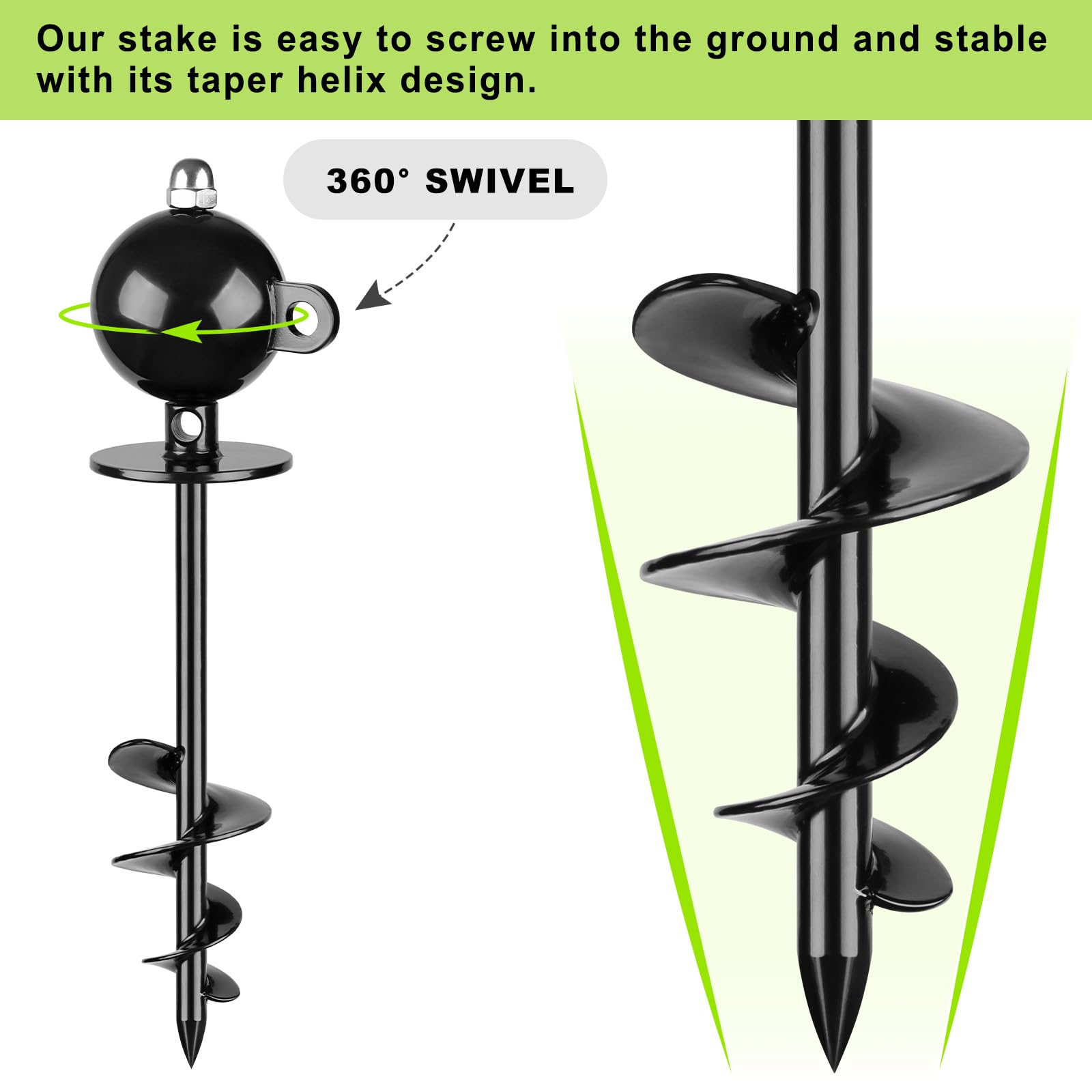 SELEWARE Dog Tie Out Stake Outdoor Anti-Rust Dog Anchor with Stainless Steel Dog Chain Leash for Large Dogs up to 100 lbs, Free Rotation Dog Stake Dog Camping Gear 30 ft A