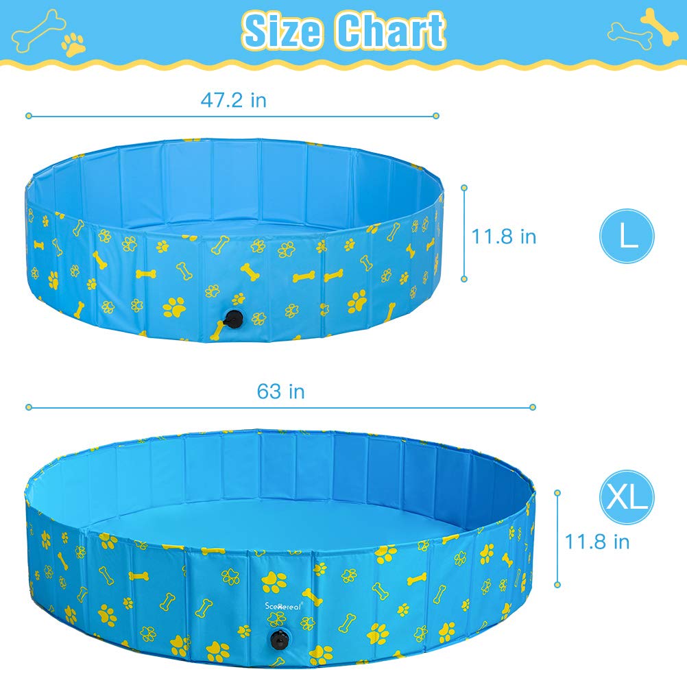 SCENEREAL Swimming Pool for Dogs Kids Toddlers - Large Foldable Pet Pool Bathing Tub with Paw Printing Outdoor Bathtub Collapsible for Small Medium Large Dogs Puppies