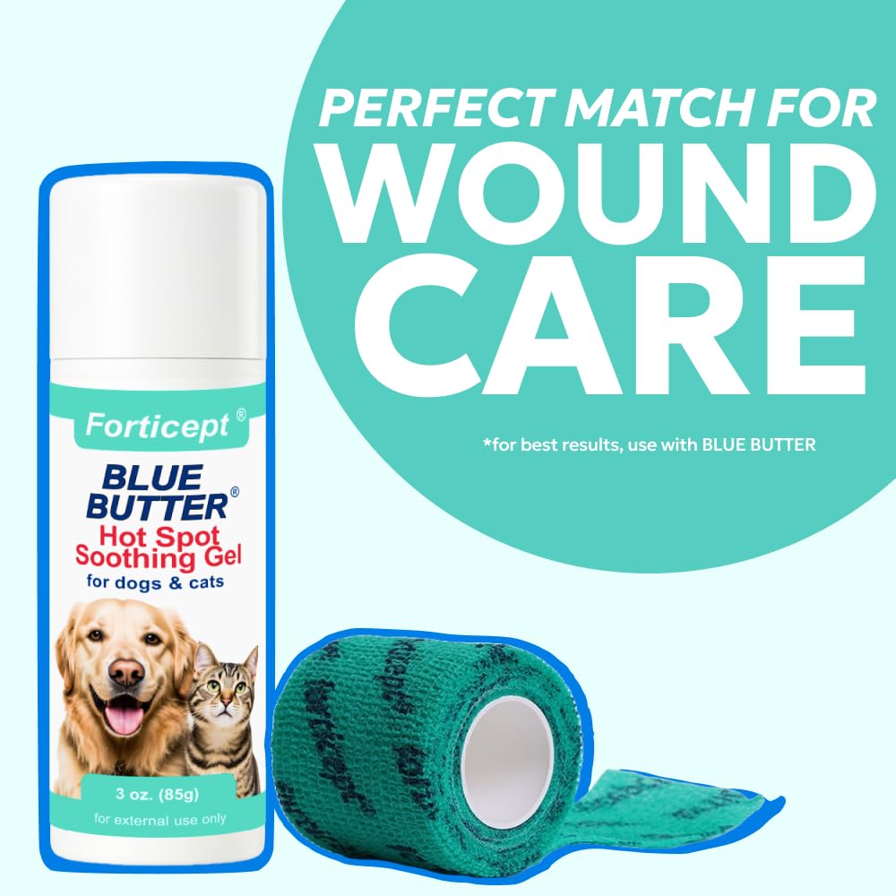 Forticept Vet Wrap No Lick Bandages Self Adhesive Dog Wound Care Self Adherent Wrap for Dogs Pet Animals Hot Spot Treatment for Dogs Bandage 2 Inch x 5 Yards (3 pcs) (3)