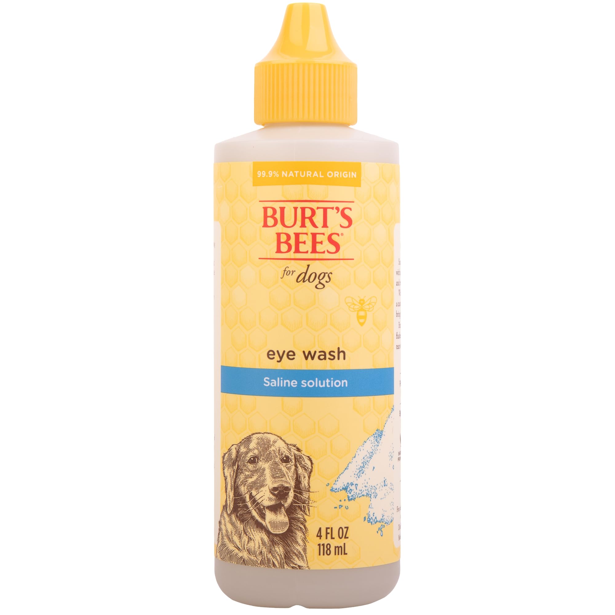 BURT'S BEES FOR PETS Dog Eye Wash with Saline Solution, Gentle Eye Cleaner for Dogs and Puppies, Tear Stain and Debris Rinse for Sensitive Eyes, Natural Origin Formula, 4 Fl Oz