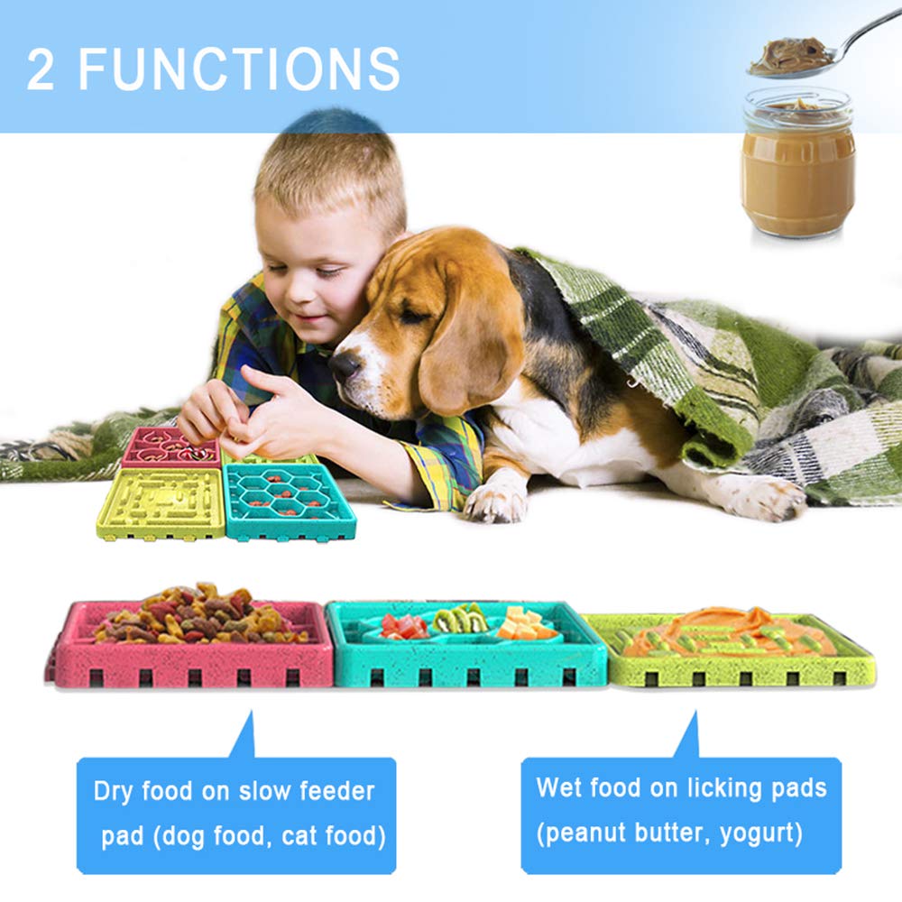 mcgrady1xm 4 Pcs Slow Feeder Dog Mat, Dog Lick Pad with Suction Cups for Pet Bathing, Training and Grooming Distraction, Non Slip Dog Lick Bowl