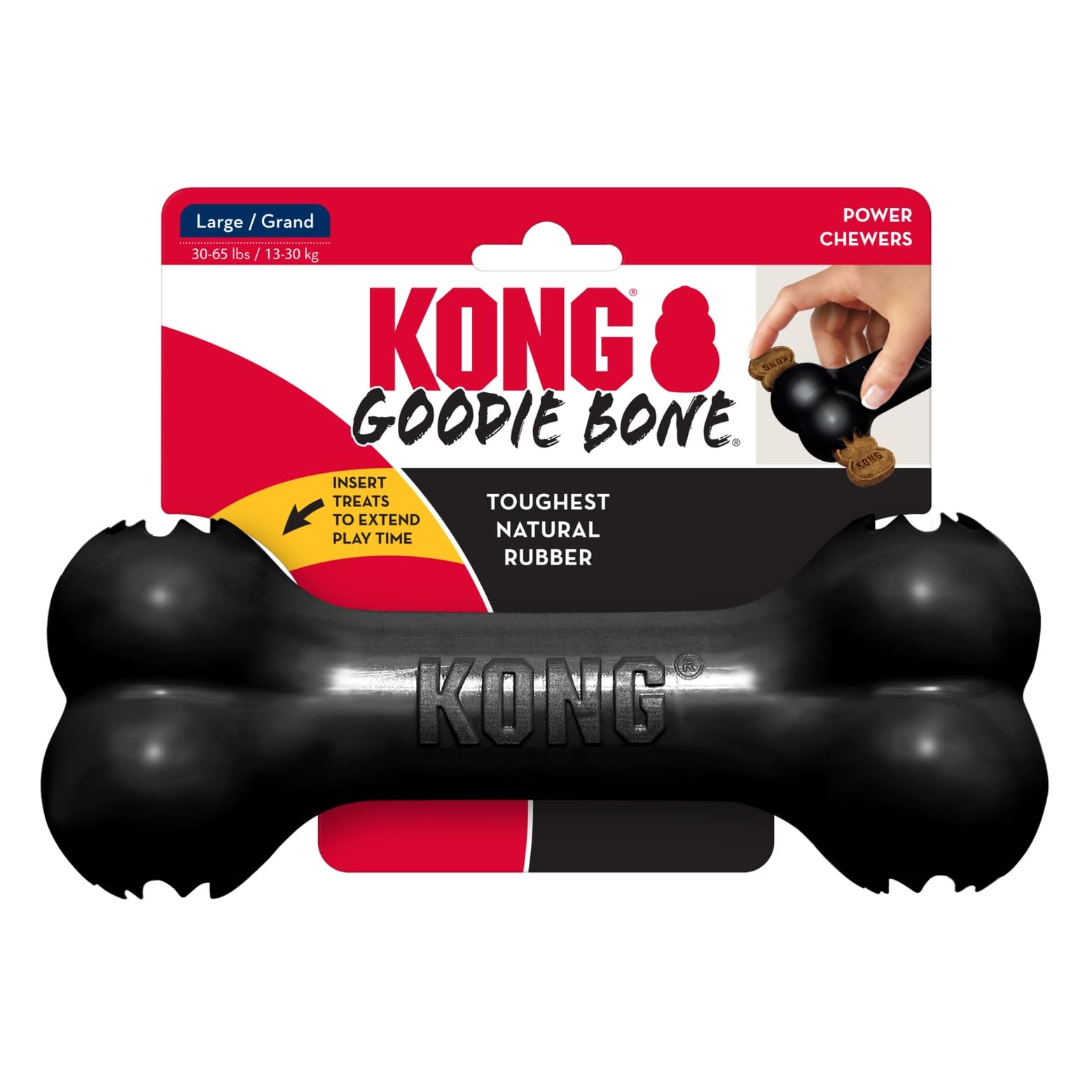 KONG - Extreme Goodie Bone - KONG's Most Durable Natural Rubber Dog Bone for Power Chewers - Black - For Large Dogs