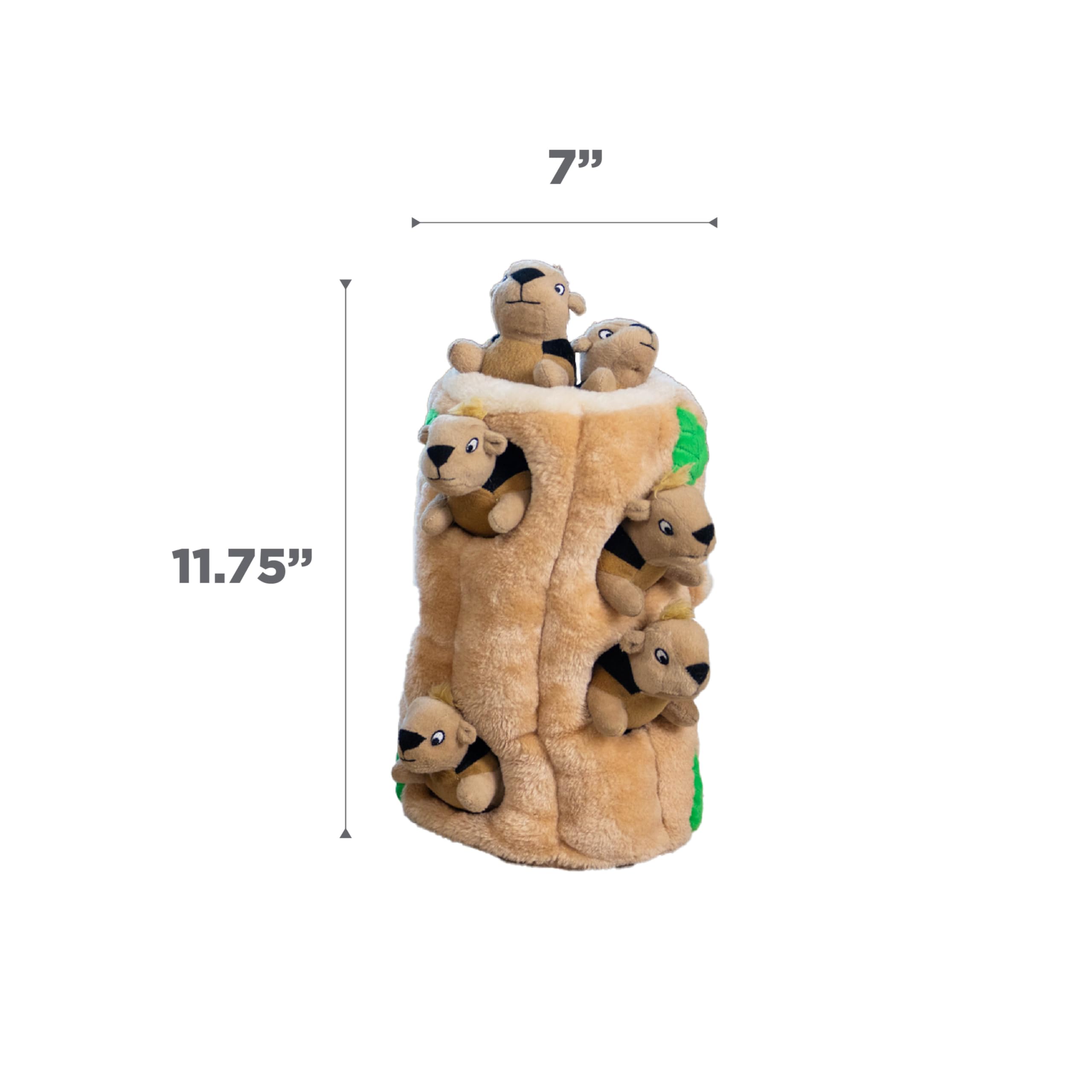 Outward Hound Hide-A-Squirrel Dog Toy – Interactive 2‑in‑1 Plush Puzzle with 6 Squeaky Removable Squirrels, X-Large