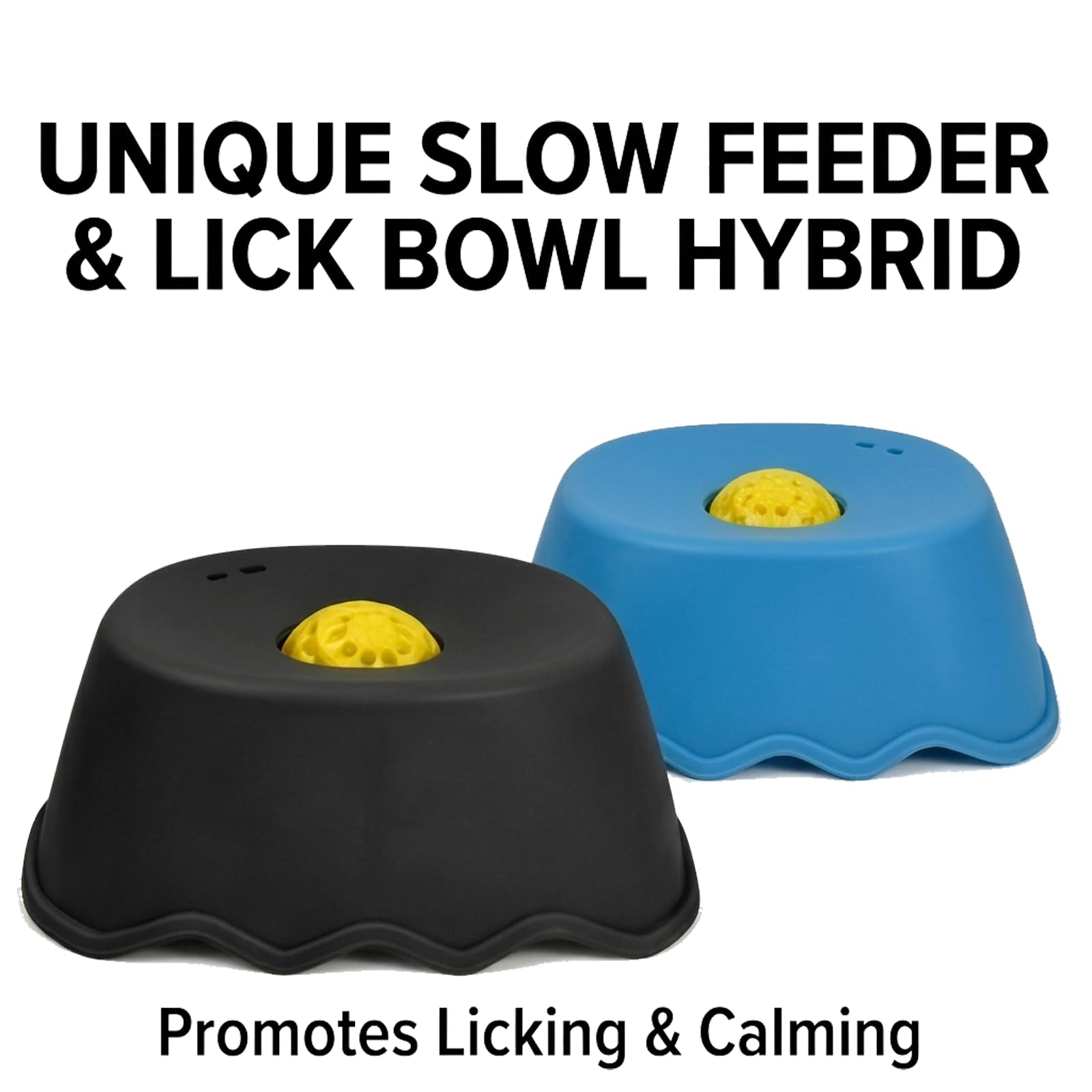 Slow Feeder Dog Bowls for Liquid Treats with Rolling Ball, Interactive Dog Lick Bowl for Bone Broth, Yogurt & Wet Food, Anti-Slip Lick Toy for Anxiety Relief & Post-Op Nutrition (1, Blue)