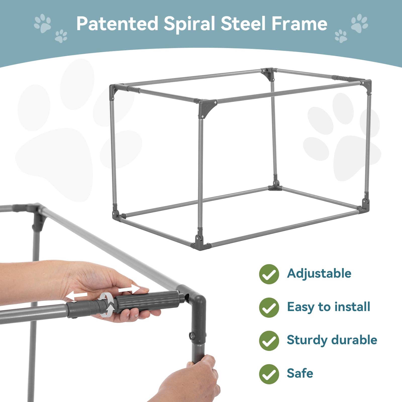 PETSFIT Portable Dog Crate for Small Dogs, – 24" Soft Dog Travel Crates with Lockable Zippers & Thicken Mat, Adjustable Patented Spiral Steel Frame, Collapsible Kennel for Indoor & Outdoor