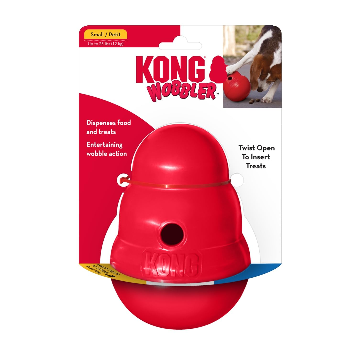 KONG Wobbler - Interactive Dog Toy for Treat Dispensing - Dog Slow Feeder for Healthy Eating - for Medium/Small Dogs