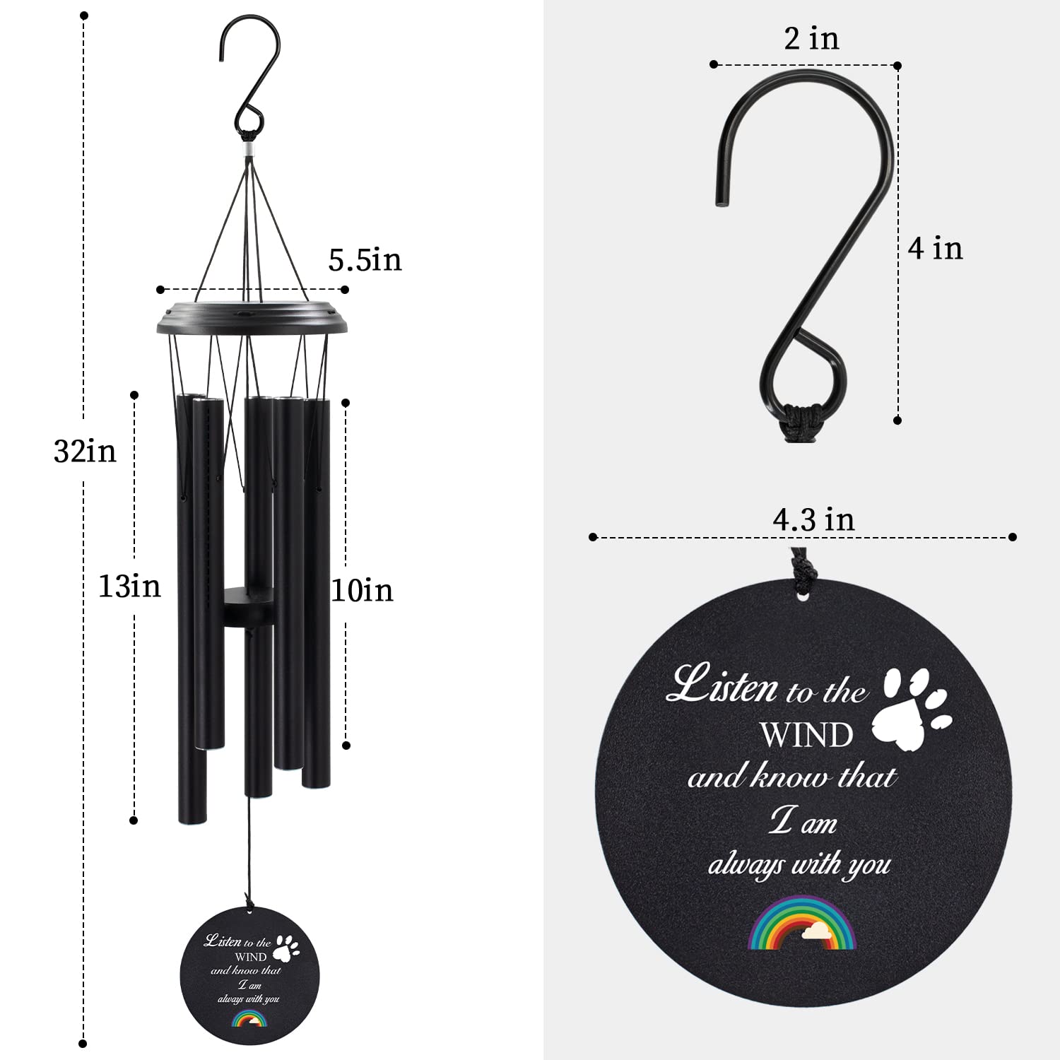 ASTARIN Dog Memorial Gifts Sympathy Wind Chime for Pet Loss Gifts, Cat Wind Chimes for a Grieving Pet Owner, Pet Memorial Wind Chimes