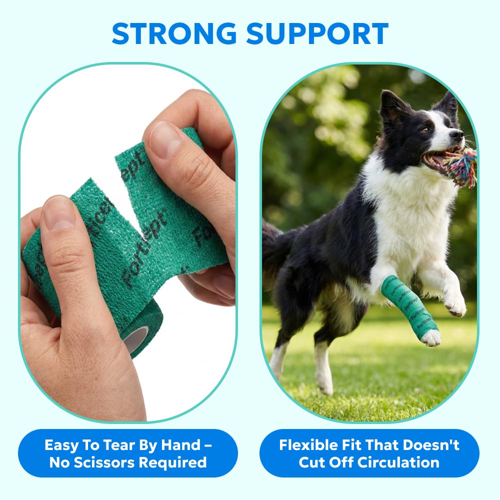 Forticept Vet Wrap No Lick Bandages Self Adhesive Dog Wound Care Self Adherent Wrap for Dogs Pet Animals Hot Spot Treatment for Dogs Bandage 2 Inch x 5 Yards (3 pcs) (3)