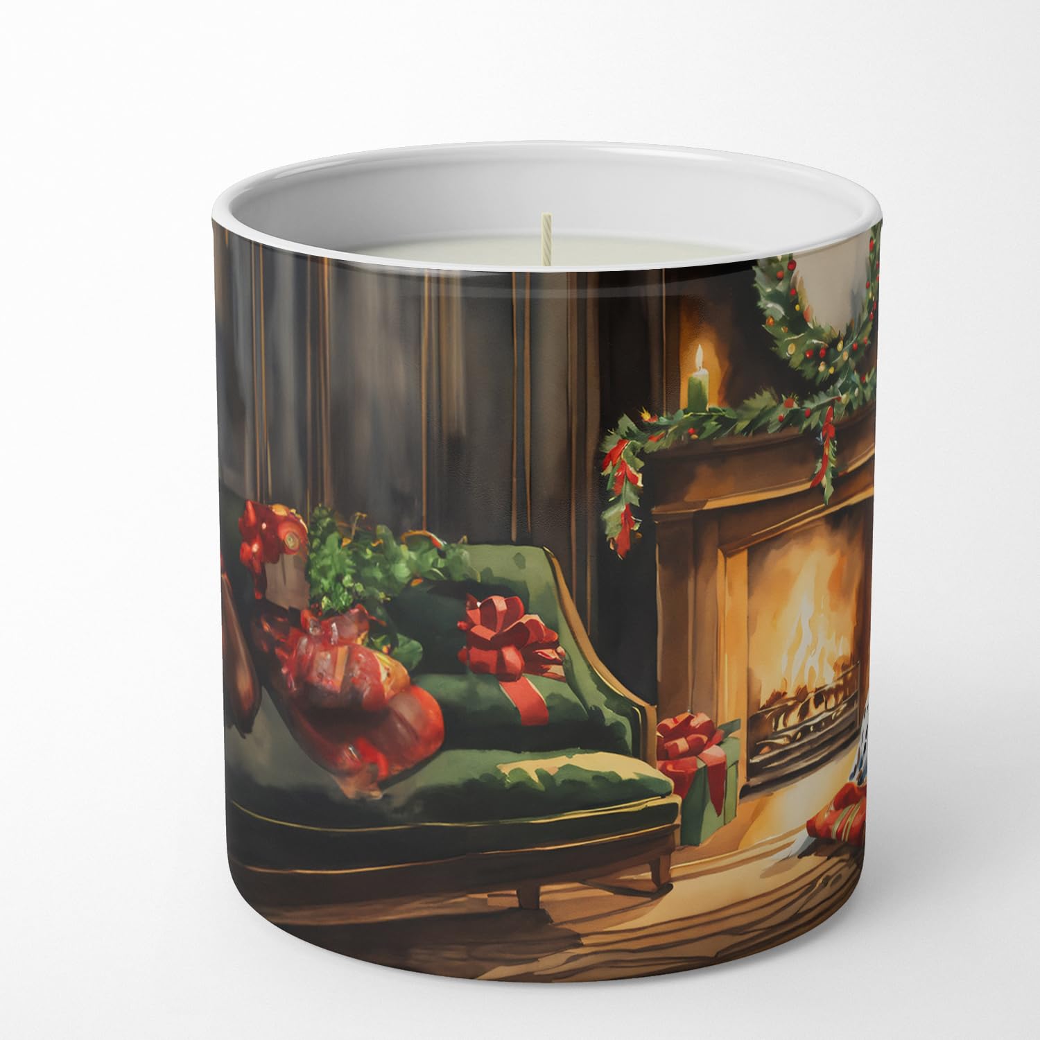 Caroline's Treasures DAC2645CDL Dalmatian Cozy Christmas Decorative Soy Candle Nature Soy Wax Essential Oil Home Decor Ideal for Bedroom Kitchen Bath Office Gift, 10 oz