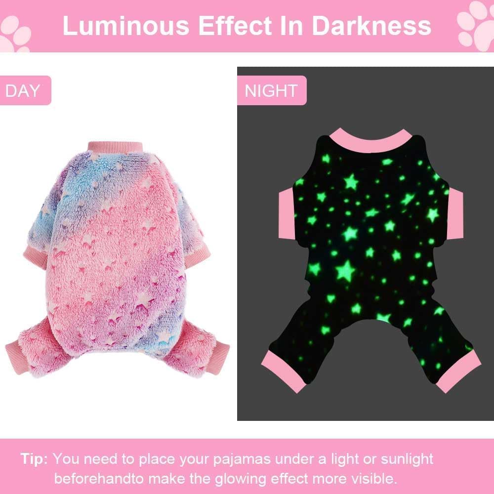 Dog Pajamas for Small Dogs, Glow in Dark Tie Dye Unicorn Sweater, Super Soft Velvet Material Chihuahua Yorkie Tiny Clothes Outfits (X-Small)