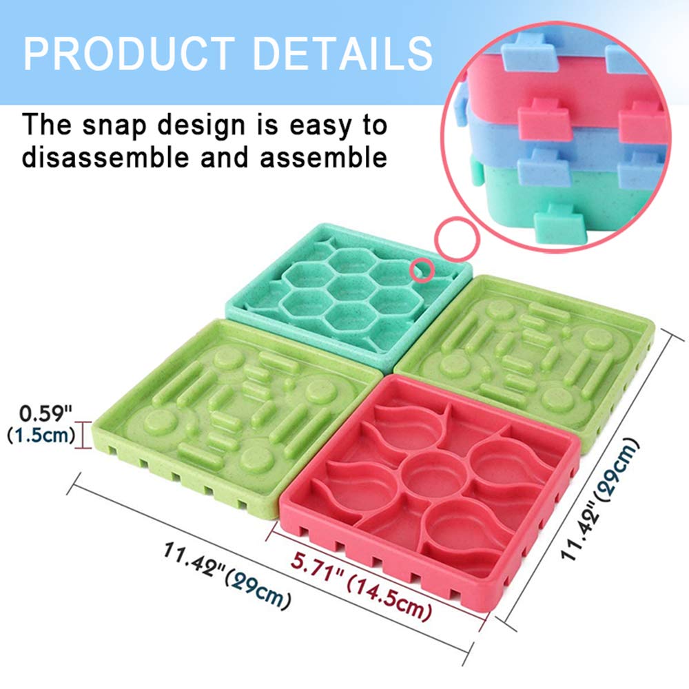 mcgrady1xm 4 Pcs Slow Feeder Dog Mat, Dog Lick Pad with Suction Cups for Pet Bathing, Training and Grooming Distraction, Non Slip Dog Lick Bowl