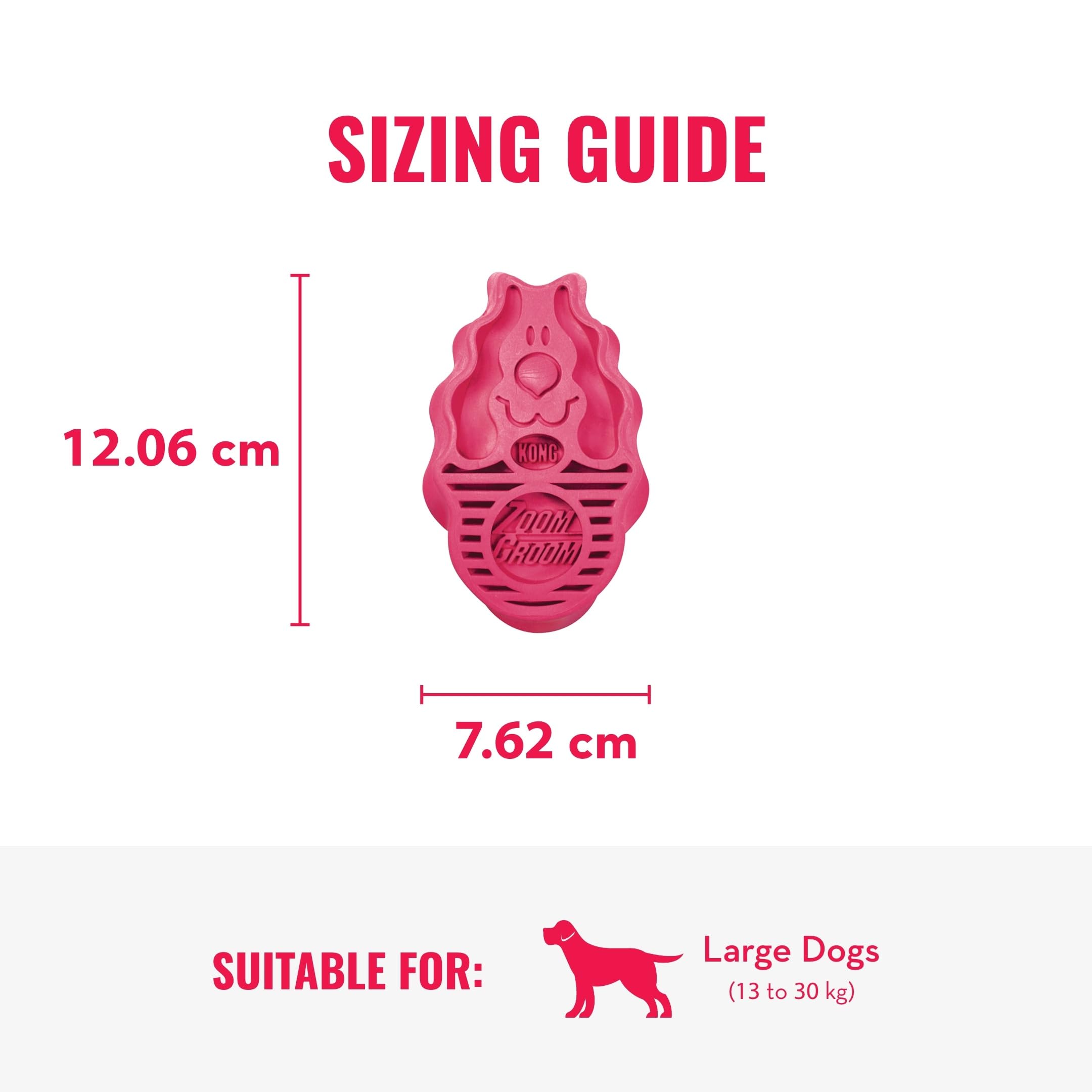 KONG - ZoomGroom - Dog Brush for Grooming and Shampooing - Red Brush for Large Dogs