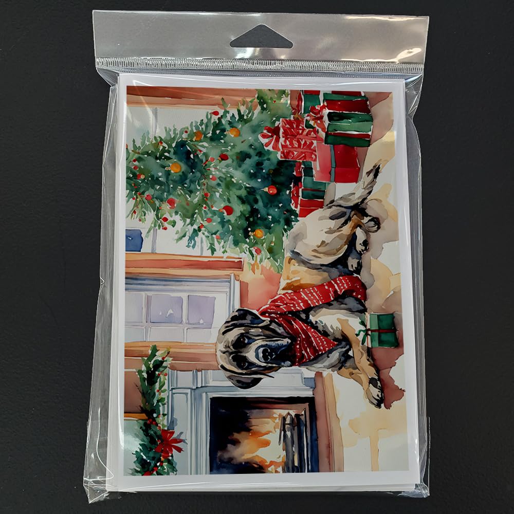 Caroline's Treasures DAC2703GCA7P Mastiff Cozy Christmas Greeting Cards Pack of 8 Blank Cards with Envelopes Whimsical A7 Size 5x7 Blank Note Cards