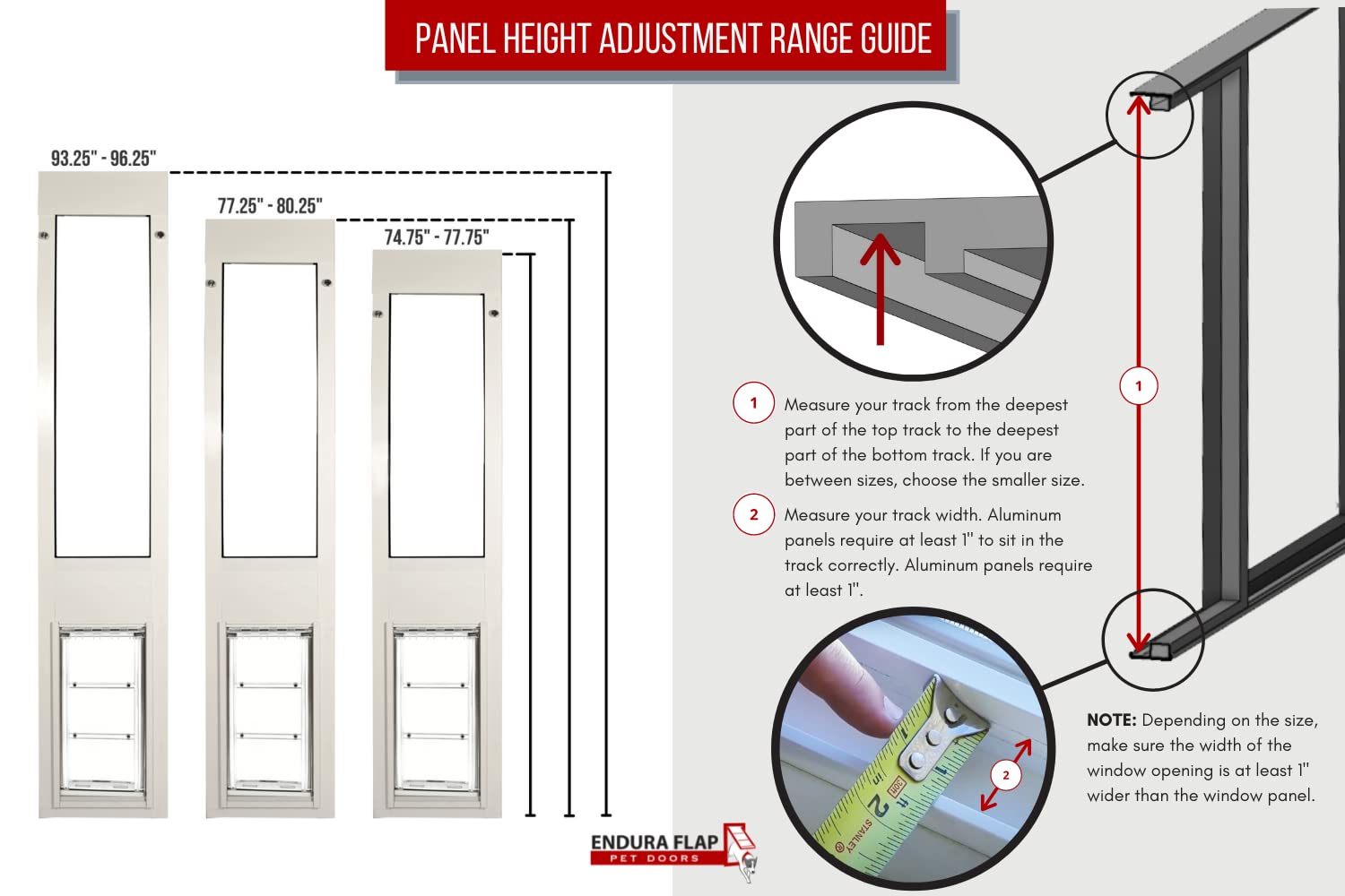 Endura Flap Thermo Panel Pet Door for Sliding Glass Doors | Heavy-Duty Aluminum Frame with Secure Locking Cover | Energy Efficient & Easy Install | White, Large Flap, 74.75"-77.75" Slider Height