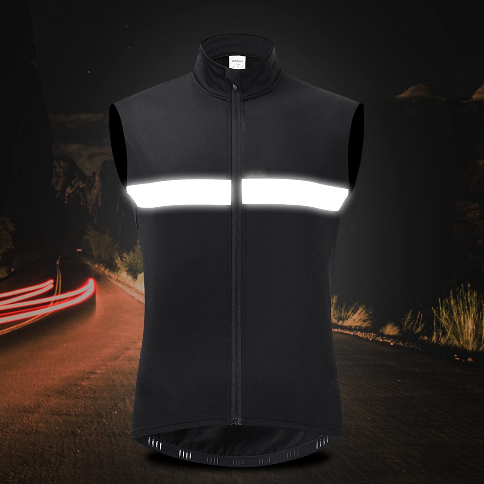 YYDM Windproof Bicycle Vest, Lightweight and Breathable Cycling Vest, Waterproof and Reflective, High Elasticity and Back Pocket Design, Used for Outdoor Sports,Black,M
