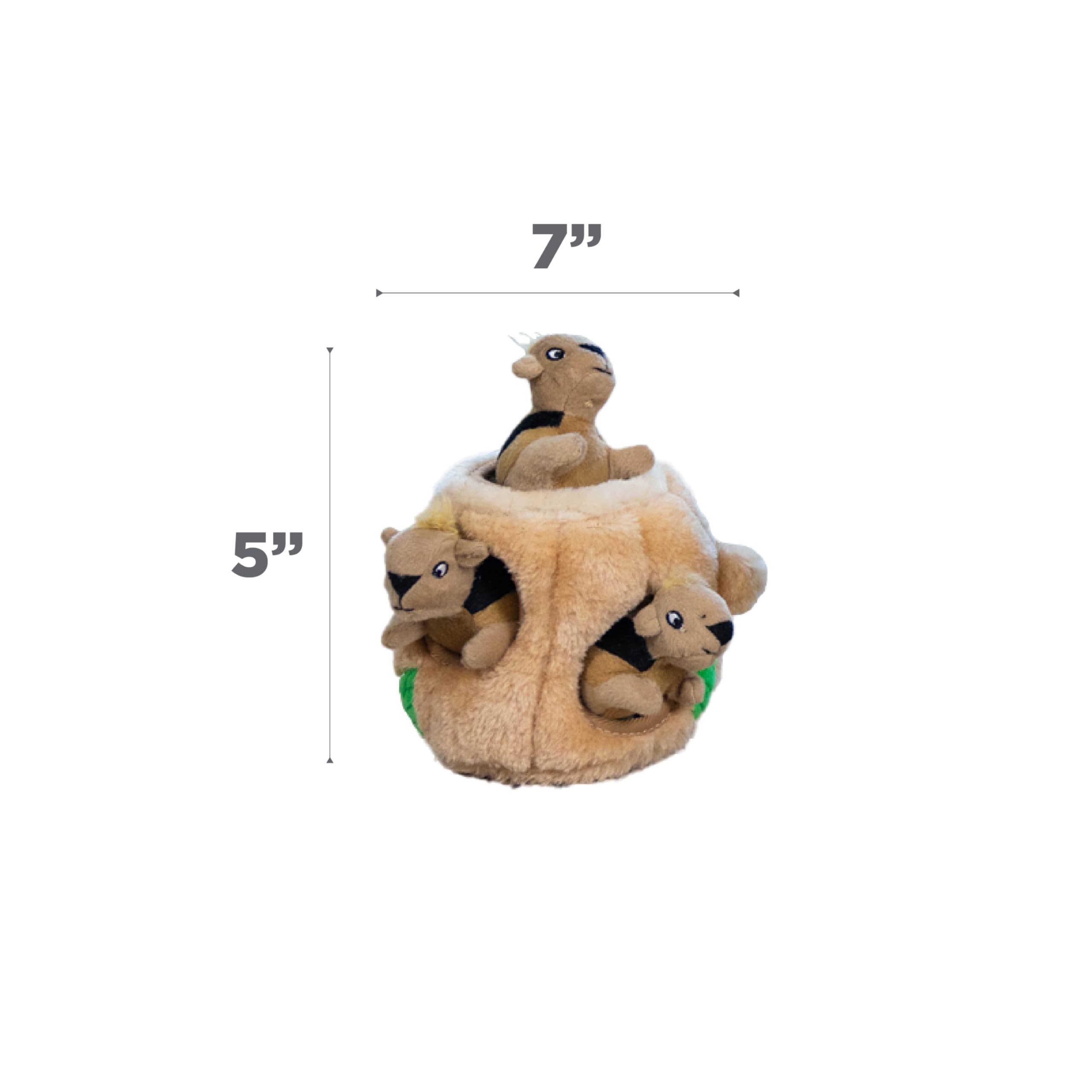 Outward Hound Hide-A-Squirrel Dog Toy – Interactive 2‑in‑1 Plush Puzzle with 3 Squeaky Removable Squirrels, Small