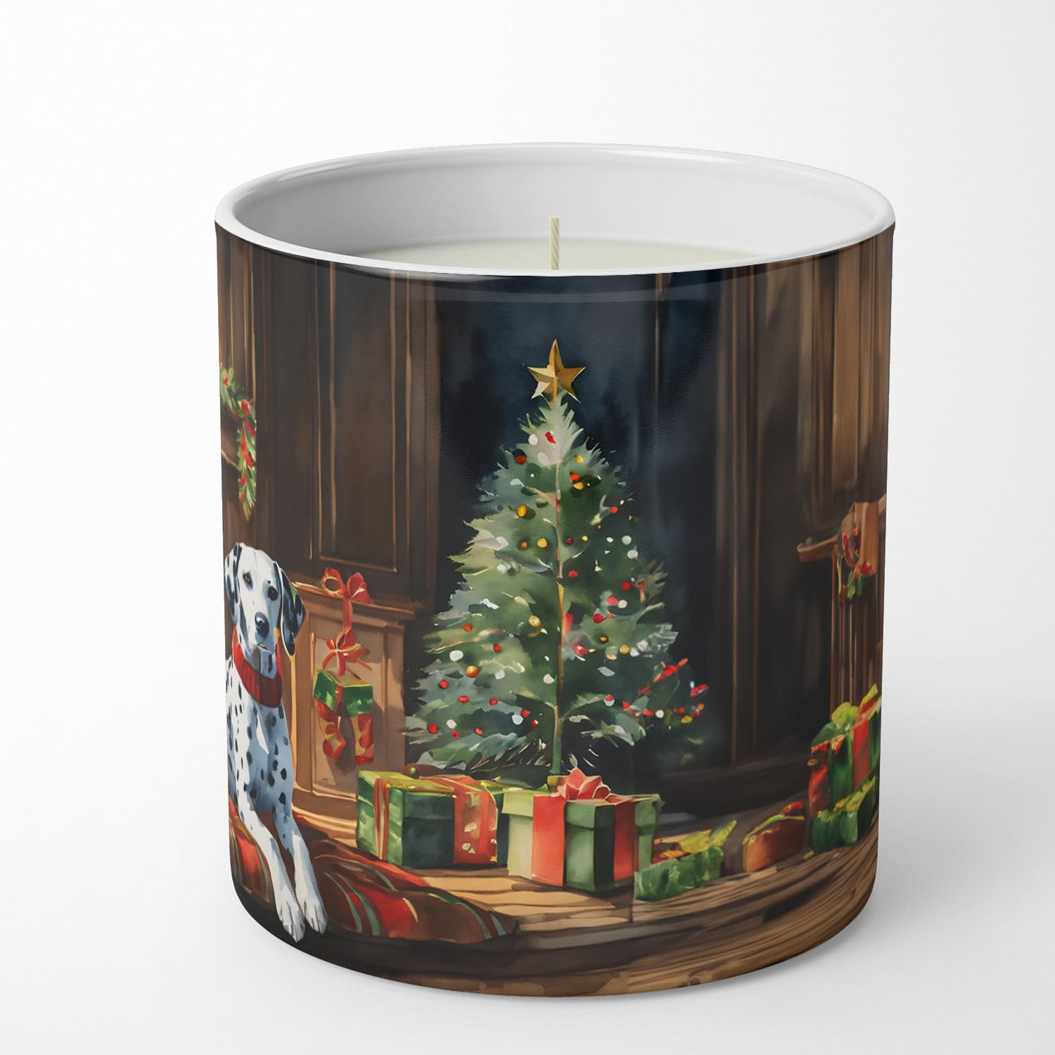Caroline's Treasures DAC2645CDL Dalmatian Cozy Christmas Decorative Soy Candle Nature Soy Wax Essential Oil Home Decor Ideal for Bedroom Kitchen Bath Office Gift, 10 oz