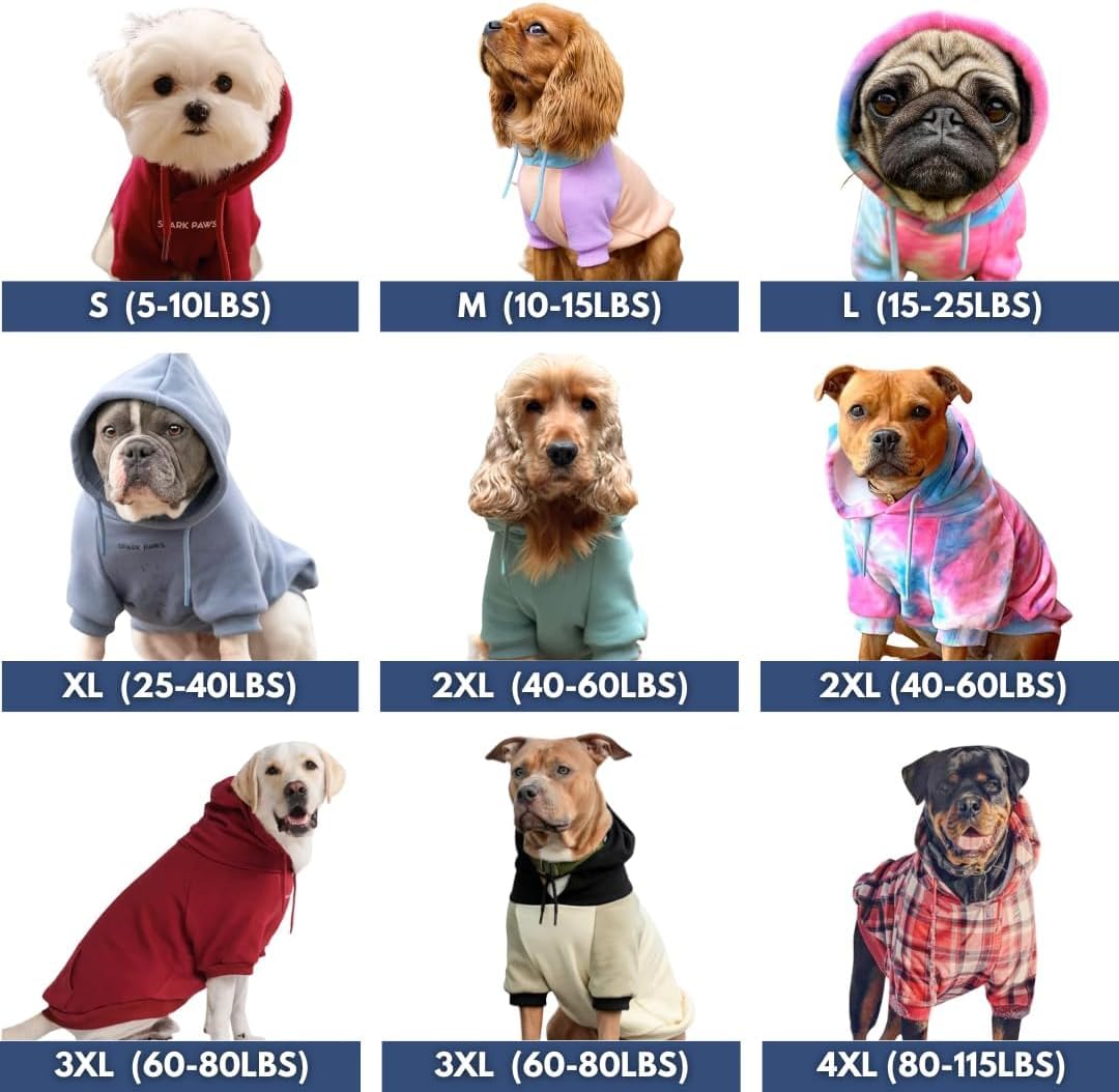 Spark Paws Dog Hoodie – Premium Dog Sweater for Small, Medium, and Large Dogs | Warm Outfits for French Bulldogs, Pitbull, Puppy, Winter Jacket Alternative - Woof - M