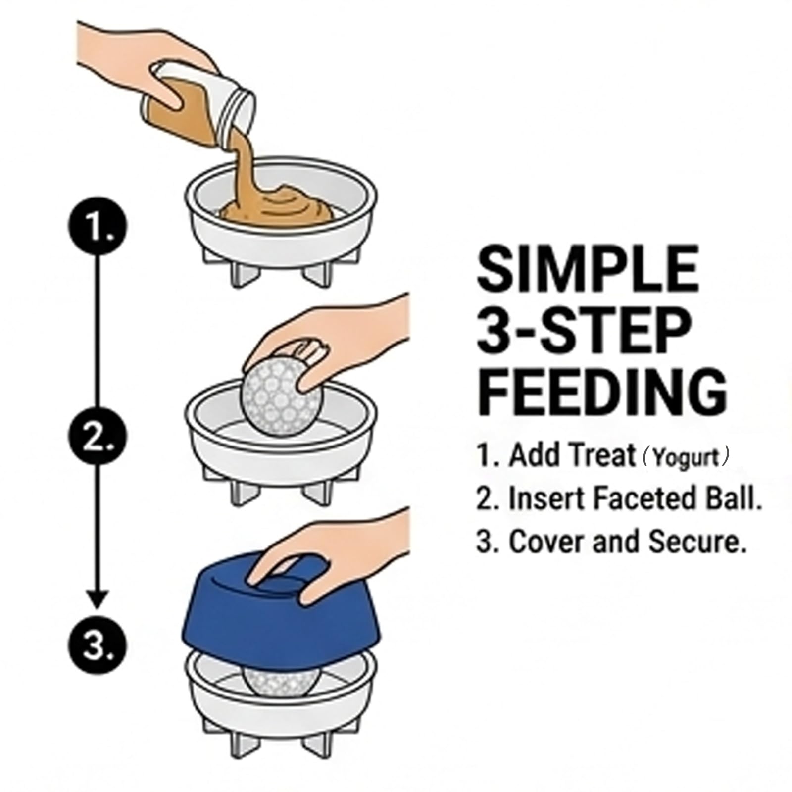 Slow Feeder Dog Bowls for Liquid Treats with Rolling Ball, Interactive Dog Lick Bowl for Bone Broth, Yogurt & Wet Food, Anti-Slip Lick Toy for Anxiety Relief & Post-Op Nutrition (1, Blue)