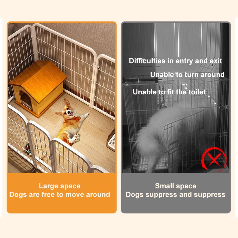 Dog Playpen for Indoor & Outdoor, 6 Panels Heavy Duty Dog Playpen, Foldable Metal Pet Play Pen Exercise Pen, Stainless Steel Pet Fence Barrier for Dog Cat Rabbit Indoor Outdoor Home Yard