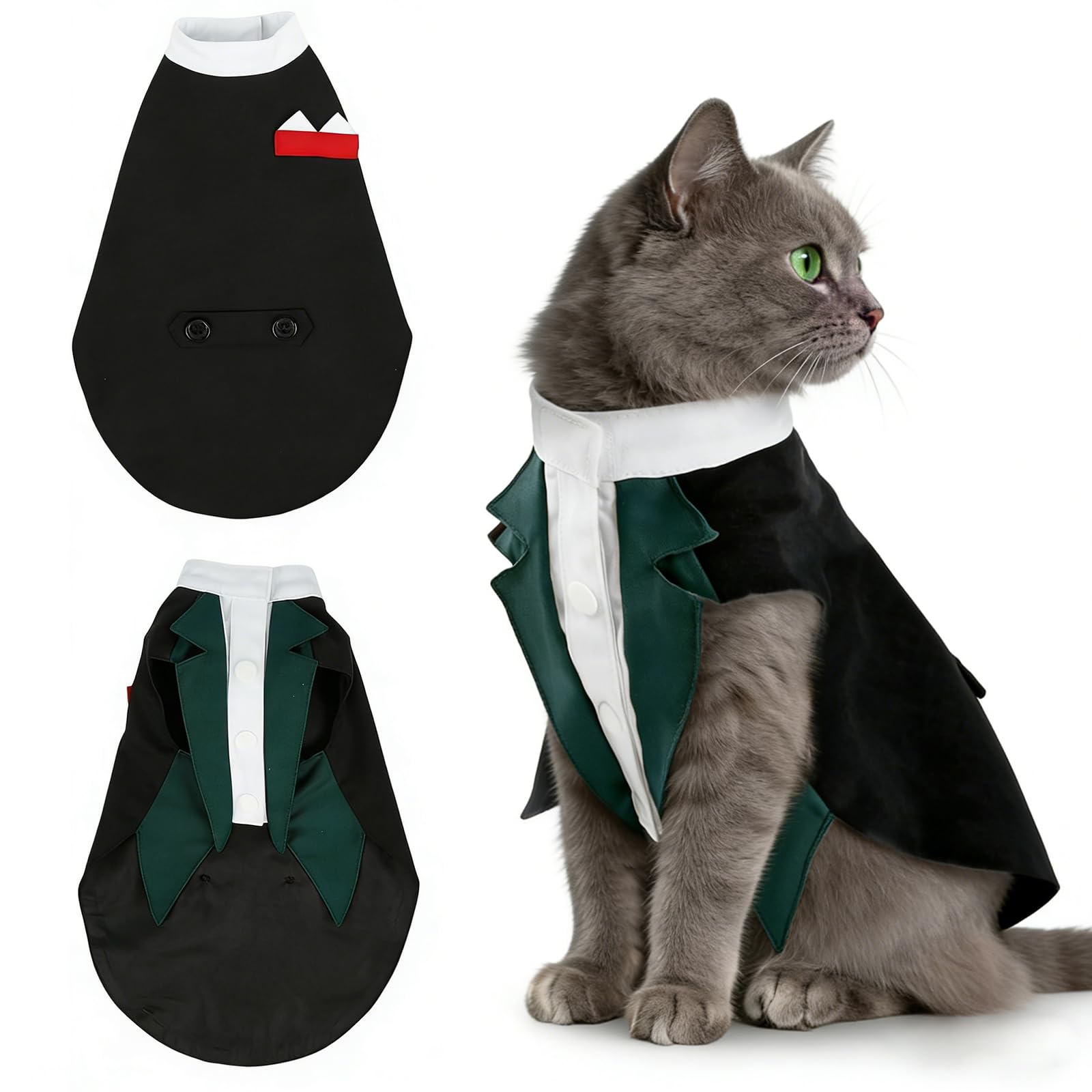 Black Cat Tuxedo Suit, Size for All Cats,Stylish Cat Tuxedo Outfit Formal Suit, Kitten Formal Attire Wedding Birthday Onesie Costume, Pet Fashion Apparel Fancy Clothes
