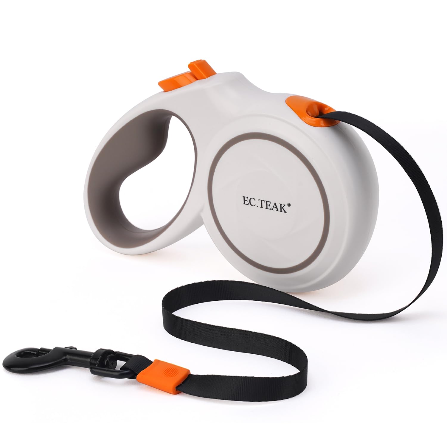Retractable Dog Leash, 16 FT/26 FT Dog Leash Retractable for Small/Medium/Large Dogs up to 110 lbs, Strong Nylon Tape, Tangle Free, One-Hand Brake (White/Orange, Large)