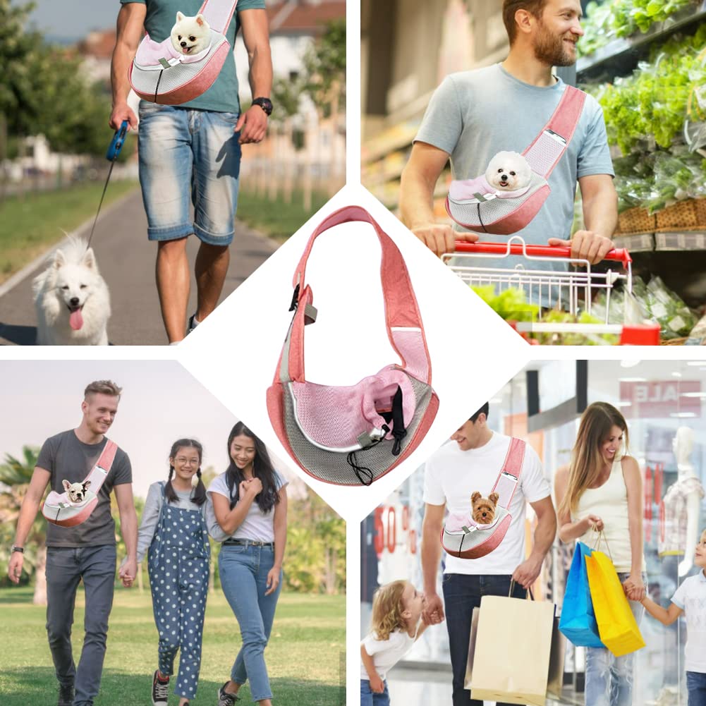 FEimaX Pet Dog Sling Carrier Puppy Pet Slings Bag for Small Dogs Cats Satchel Carriers Breathable Mesh Hand Free with Adjustable Strap Doggie Crossbody for Outdoor Travel (Small, Black)