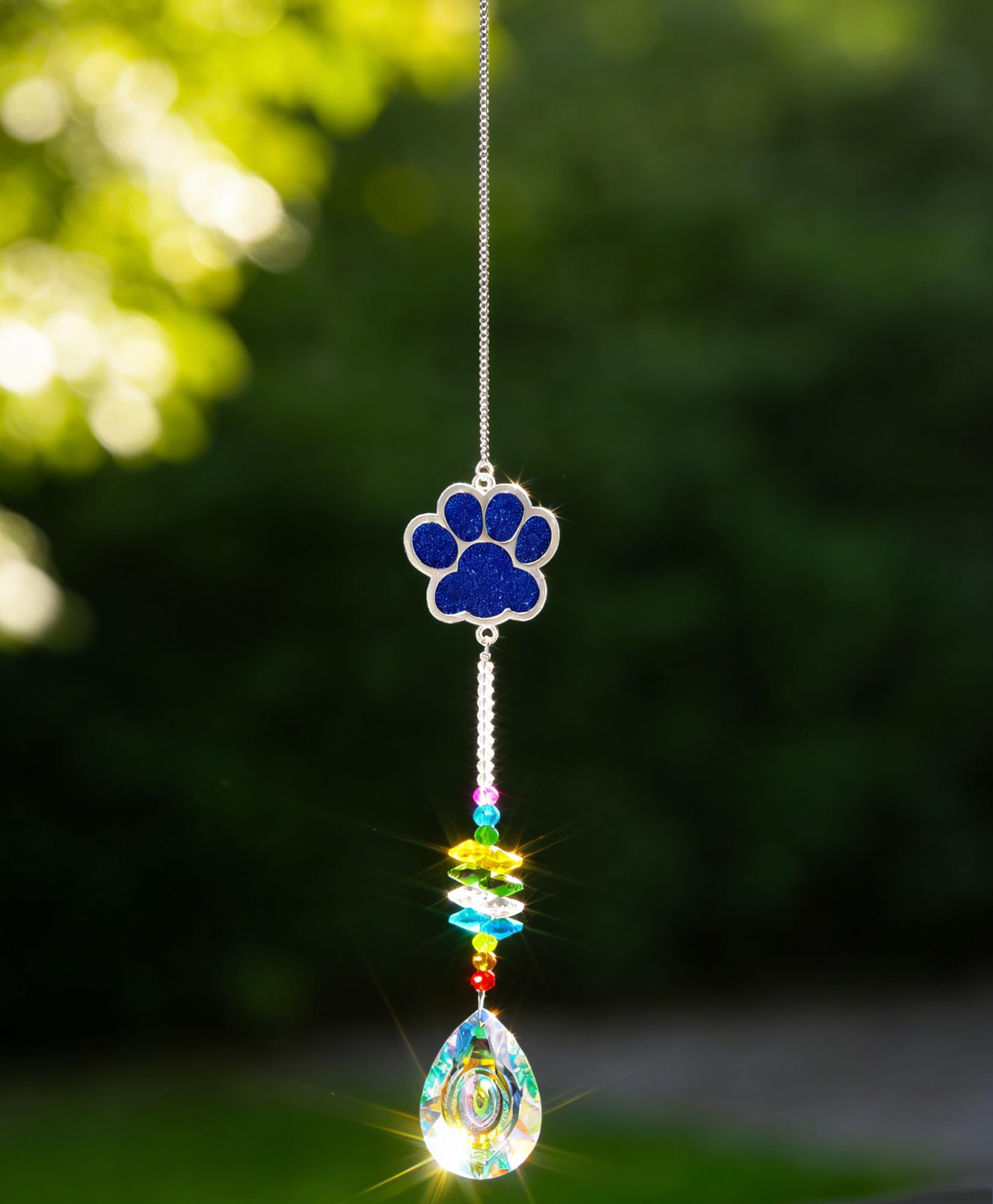 Pet Memorial Suncatcher, Dog Passing Away Gifts,Loss of Dog Sympathy Gift,Dog Memorial Gifts,Crystal Suncatcher Pet Sympathy (Blue, B)